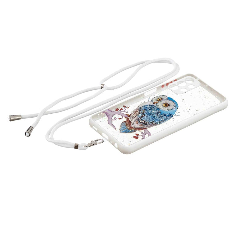 For Samsung Galaxy A32 5G Colored Drawing Starry Sky Epoxy TPU Shockproof Case with Neck Lanyard