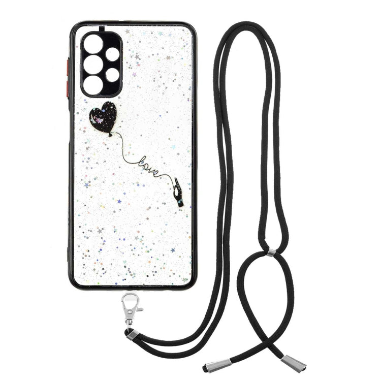 For Samsung Galaxy A32 5G Colored Drawing Starry Sky Epoxy TPU Shockproof Case with Neck Lanyard