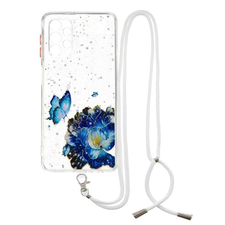 For Samsung Galaxy A32 5G Colored Drawing Starry Sky Epoxy TPU Shockproof Case with Neck Lanyard
