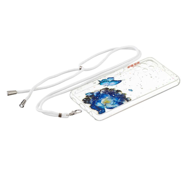 For Samsung Galaxy A32 5G Colored Drawing Starry Sky Epoxy TPU Shockproof Case with Neck Lanyard