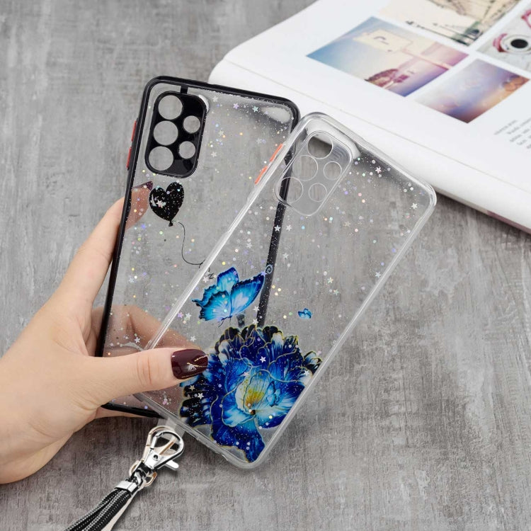 For Samsung Galaxy A32 5G Colored Drawing Starry Sky Epoxy TPU Shockproof Case with Neck Lanyard