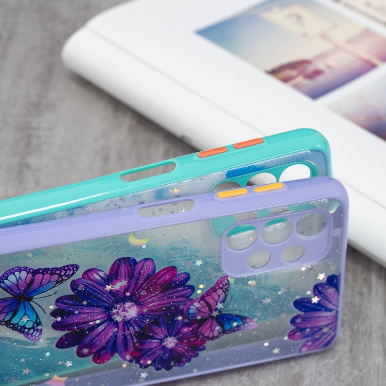 For Samsung Galaxy A32 5G Colored Drawing Starry Sky Epoxy TPU Shockproof Case with Neck Lanyard