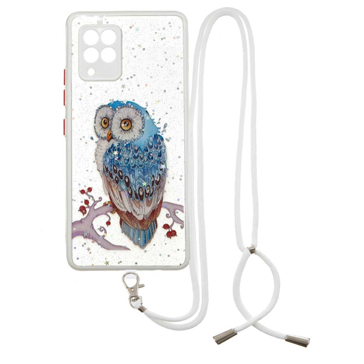 For Samsung Galaxy A42 5G Colored Drawing Starry Sky Epoxy TPU Shockproof Case with Neck Lanyard