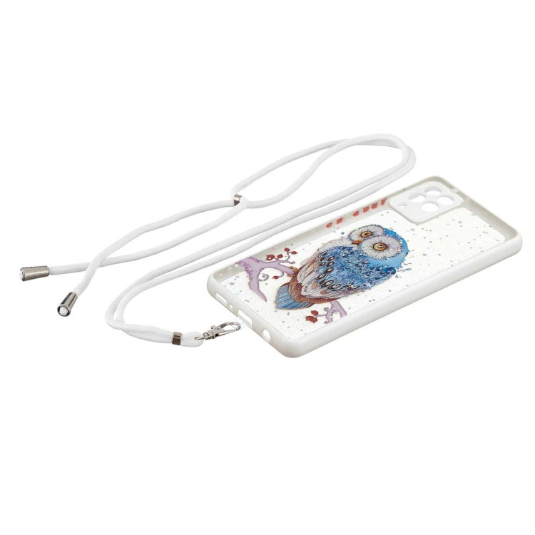 For Samsung Galaxy A42 5G Colored Drawing Starry Sky Epoxy TPU Shockproof Case with Neck Lanyard