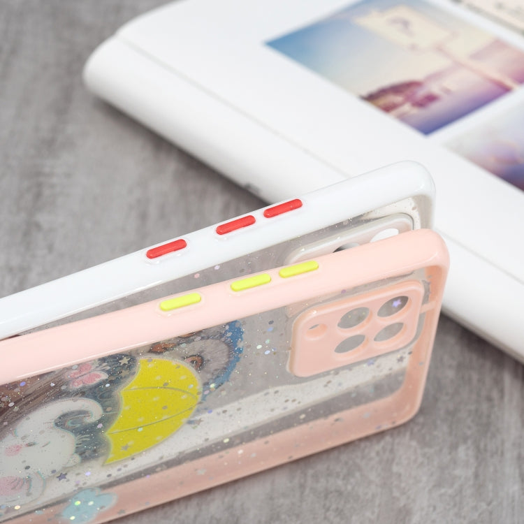 For Samsung Galaxy A42 5G Colored Drawing Starry Sky Epoxy TPU Shockproof Case with Neck Lanyard