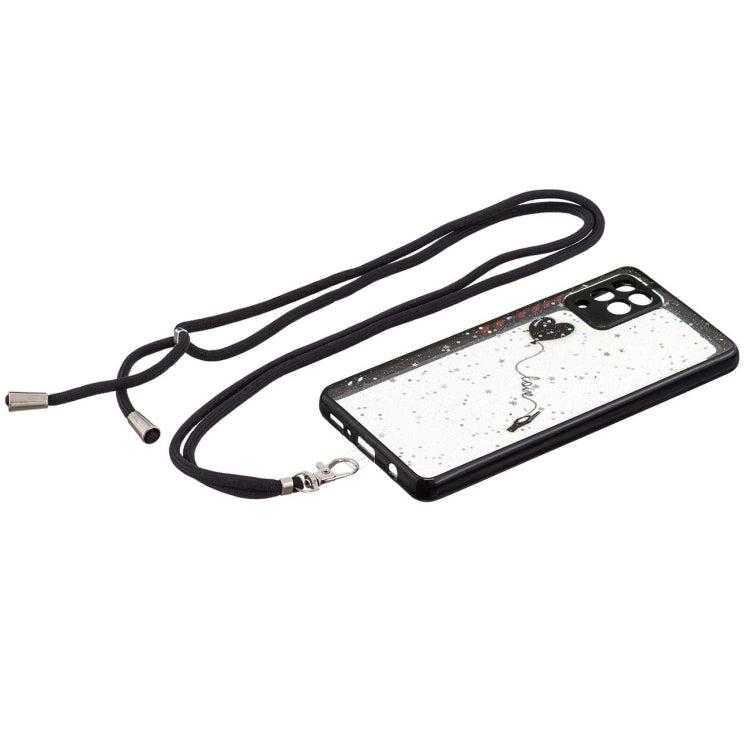 For Samsung Galaxy A42 5G Colored Drawing Starry Sky Epoxy TPU Shockproof Case with Neck Lanyard