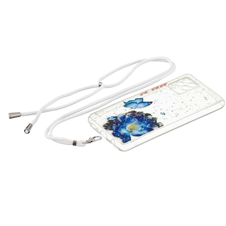 For Samsung Galaxy A42 5G Colored Drawing Starry Sky Epoxy TPU Shockproof Case with Neck Lanyard