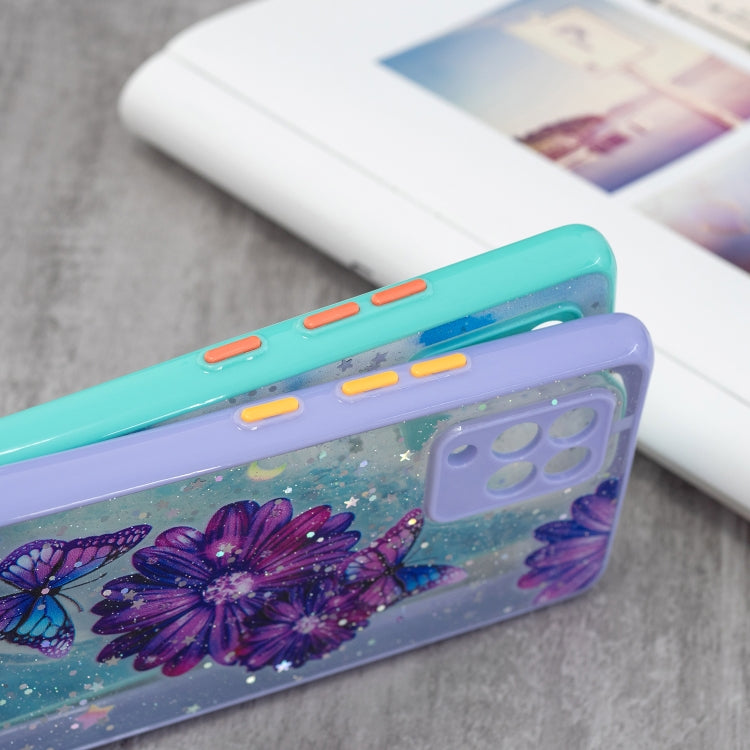 For Samsung Galaxy A42 5G Colored Drawing Starry Sky Epoxy TPU Shockproof Case with Neck Lanyard