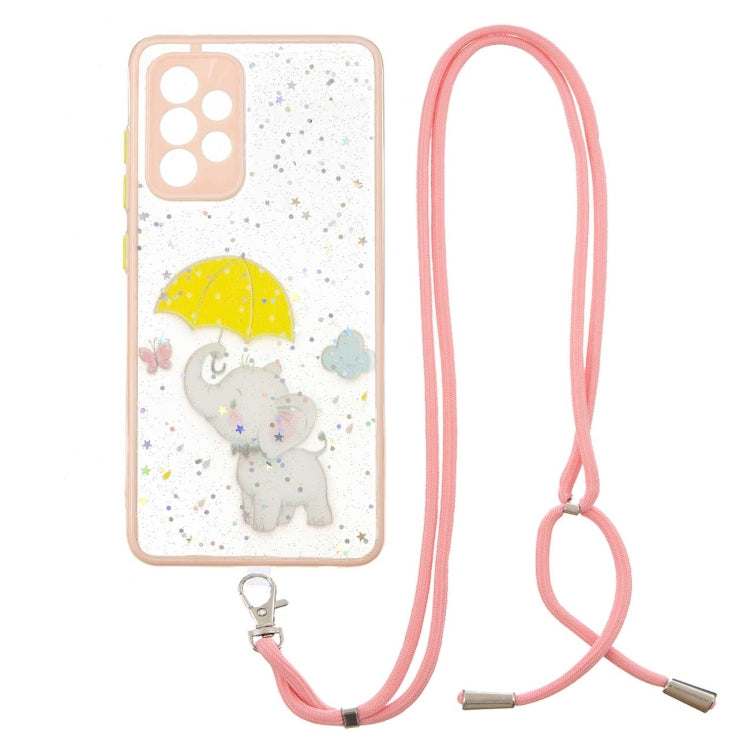 For Samsung Galaxy A52 5G Colored Drawing Starry Sky Epoxy TPU Shockproof Case with Neck Lanyard