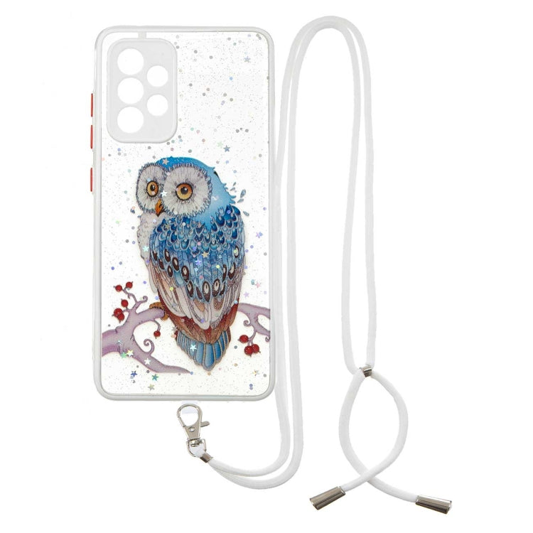 For Samsung Galaxy A52 5G Colored Drawing Starry Sky Epoxy TPU Shockproof Case with Neck Lanyard