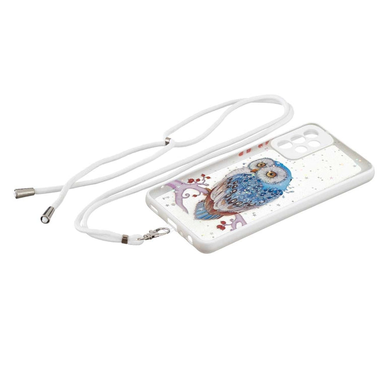 For Samsung Galaxy A52 5G Colored Drawing Starry Sky Epoxy TPU Shockproof Case with Neck Lanyard