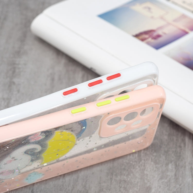 For Samsung Galaxy A52 5G Colored Drawing Starry Sky Epoxy TPU Shockproof Case with Neck Lanyard