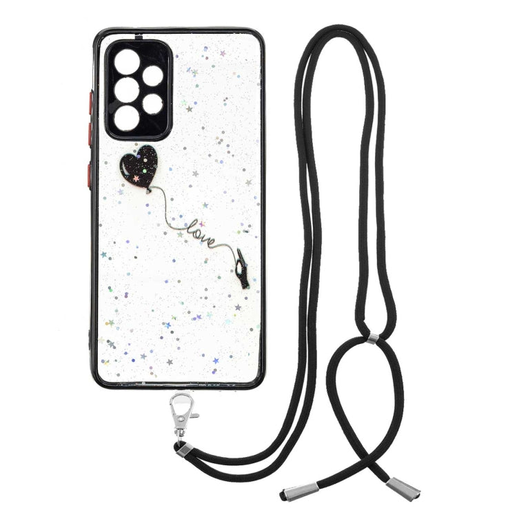 For Samsung Galaxy A52 5G Colored Drawing Starry Sky Epoxy TPU Shockproof Case with Neck Lanyard