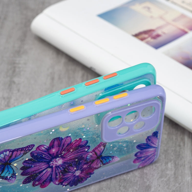 For Samsung Galaxy A72 5G Colored Drawing Starry Sky Epoxy TPU Shockproof Case with Neck Lanyard