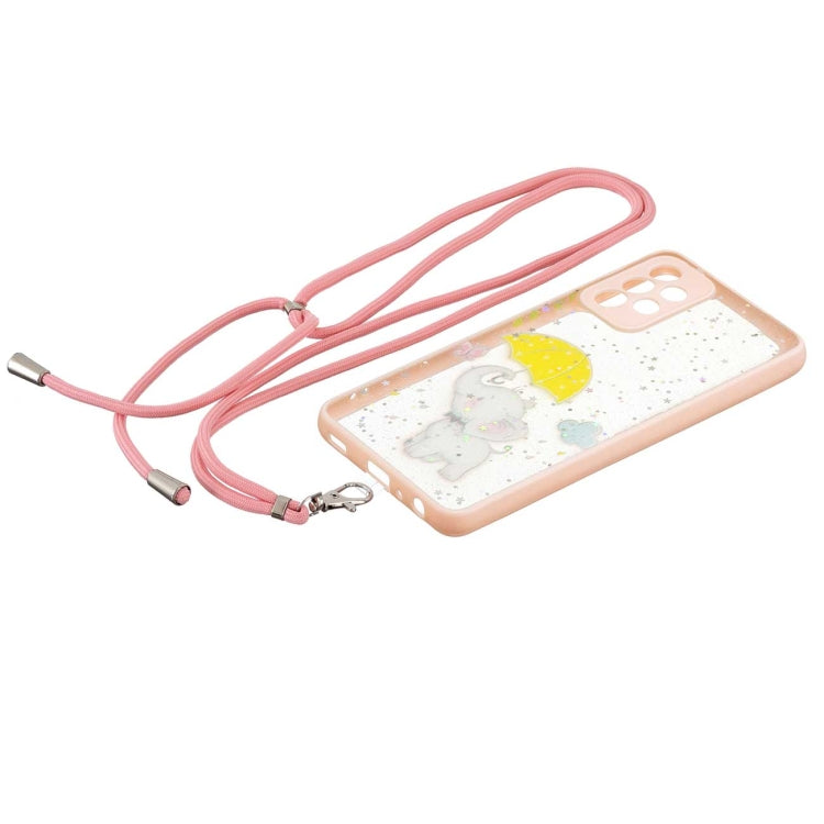 For Samsung Galaxy A72 5G Colored Drawing Starry Sky Epoxy TPU Shockproof Case with Neck Lanyard