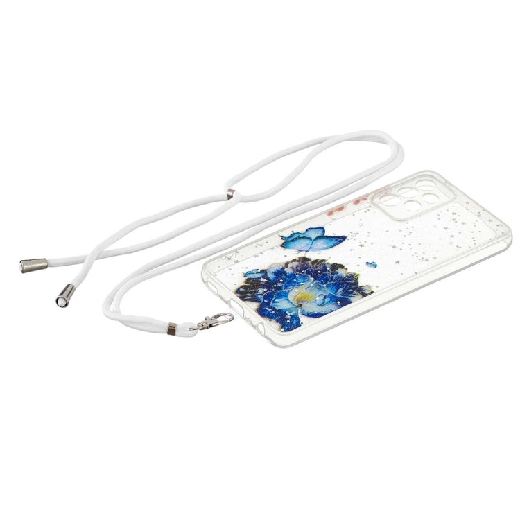 For Samsung Galaxy A72 5G Colored Drawing Starry Sky Epoxy TPU Shockproof Case with Neck Lanyard