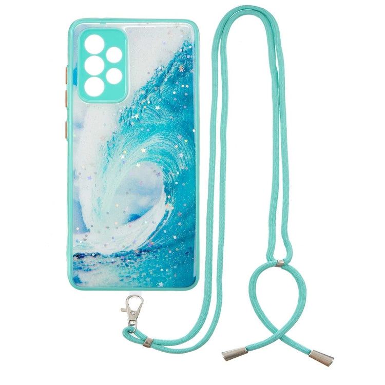 For Samsung Galaxy A72 5G Colored Drawing Starry Sky Epoxy TPU Shockproof Case with Neck Lanyard