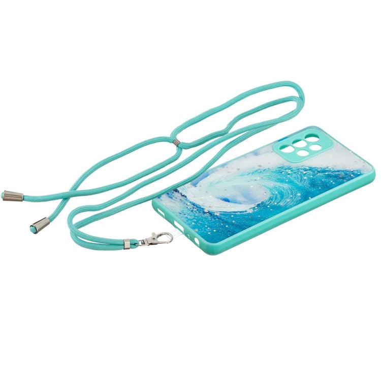 For Samsung Galaxy A72 5G Colored Drawing Starry Sky Epoxy TPU Shockproof Case with Neck Lanyard