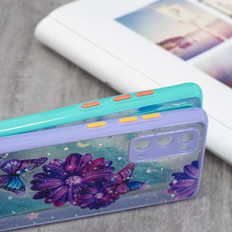 For Samsung Galaxy S20 FE 5G / 4G Colored Drawing Starry Sky Epoxy TPU Shockproof Case with Neck Lanyard