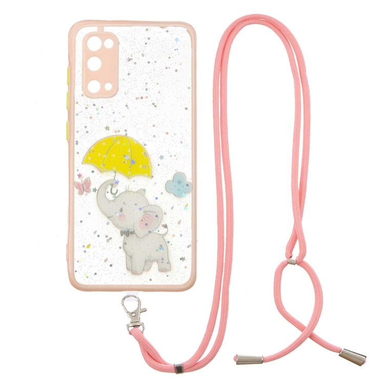 For Samsung Galaxy S20 FE 5G / 4G Colored Drawing Starry Sky Epoxy TPU Shockproof Case with Neck Lanyard