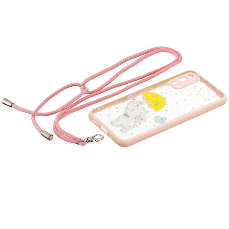 For Samsung Galaxy S20 FE 5G / 4G Colored Drawing Starry Sky Epoxy TPU Shockproof Case with Neck Lanyard