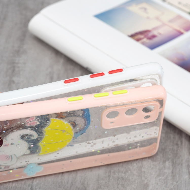 For Samsung Galaxy S20 FE 5G / 4G Colored Drawing Starry Sky Epoxy TPU Shockproof Case with Neck Lanyard