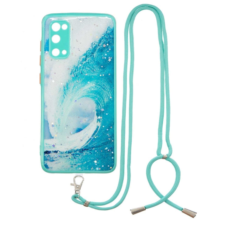 For Samsung Galaxy S20 FE 5G / 4G Colored Drawing Starry Sky Epoxy TPU Shockproof Case with Neck Lanyard