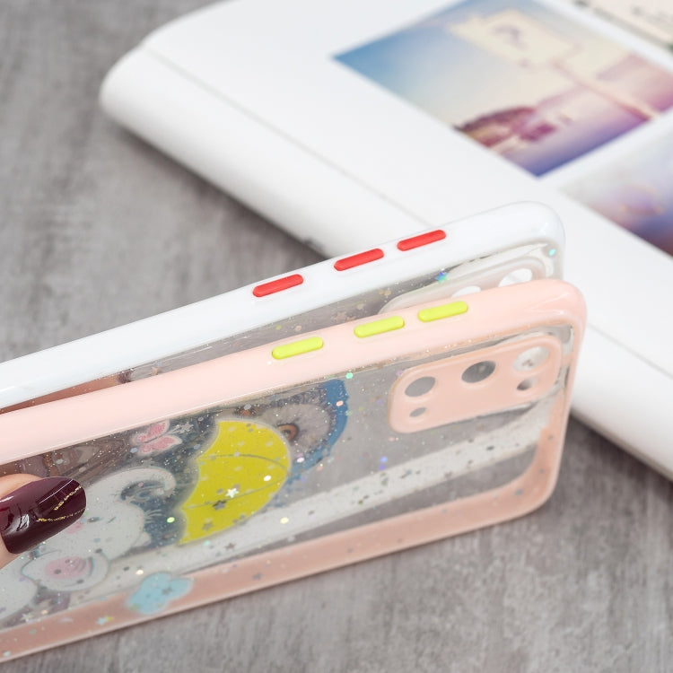 For Samsung Galaxy S20 Colored Drawing Starry Sky Epoxy TPU Shockproof Case with Neck Lanyard
