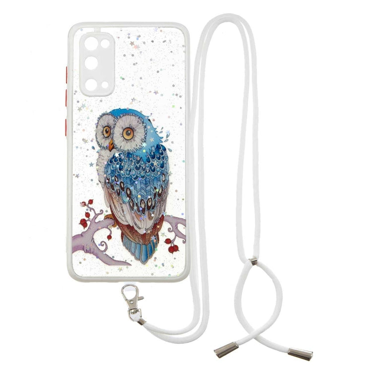For Samsung Galaxy S20 Colored Drawing Starry Sky Epoxy TPU Shockproof Case with Neck Lanyard