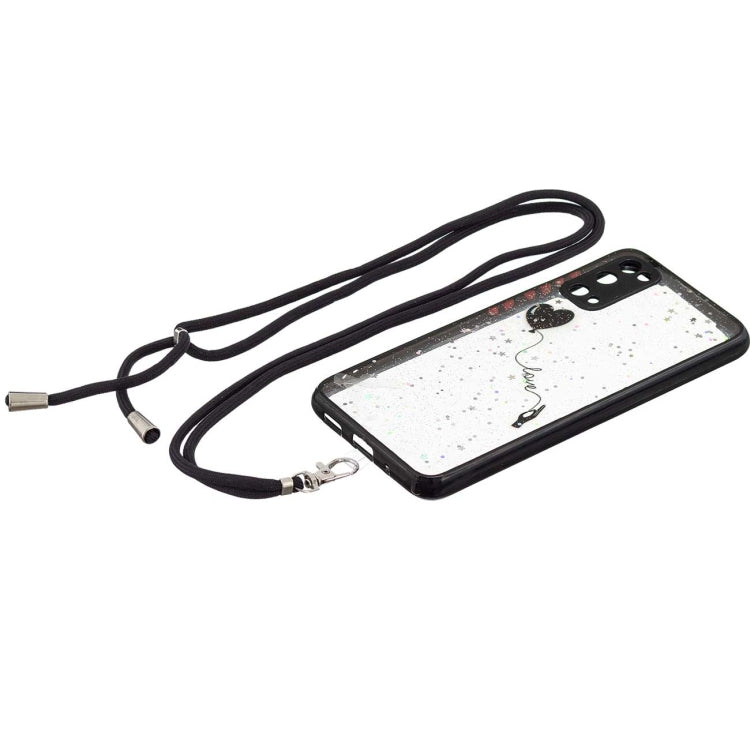 For Samsung Galaxy S20 Colored Drawing Starry Sky Epoxy TPU Shockproof Case with Neck Lanyard