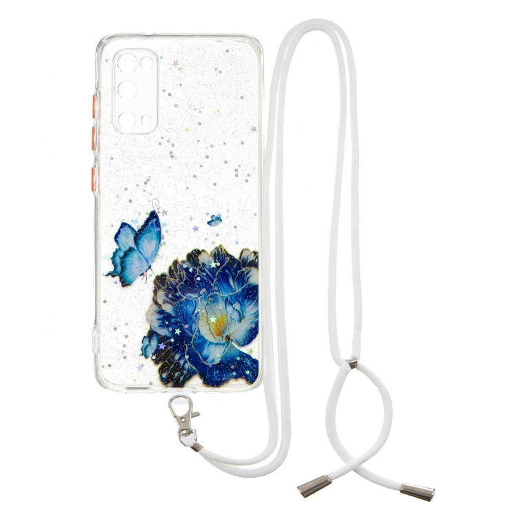 For Samsung Galaxy S20 Colored Drawing Starry Sky Epoxy TPU Shockproof Case with Neck Lanyard