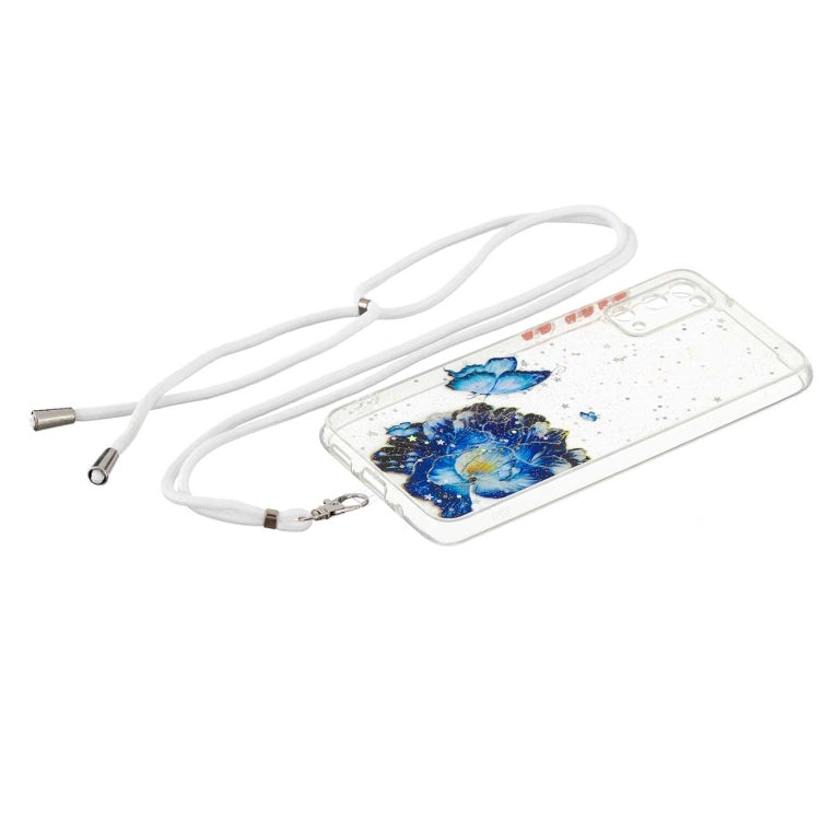 For Samsung Galaxy S20 Colored Drawing Starry Sky Epoxy TPU Shockproof Case with Neck Lanyard