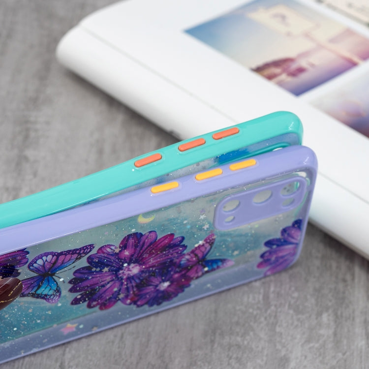 For Samsung Galaxy S20 Colored Drawing Starry Sky Epoxy TPU Shockproof Case with Neck Lanyard