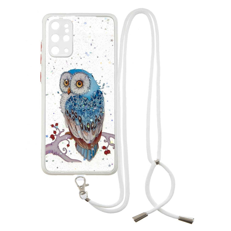 For Samsung Galaxy S20+ Colored Drawing Starry Sky Epoxy TPU Shockproof Case with Neck Lanyard