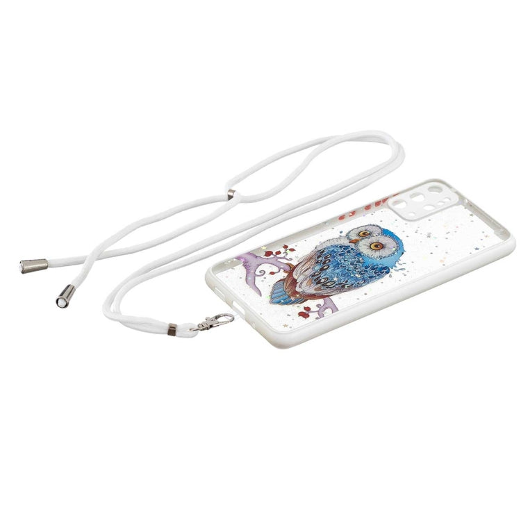 For Samsung Galaxy S20+ Colored Drawing Starry Sky Epoxy TPU Shockproof Case with Neck Lanyard