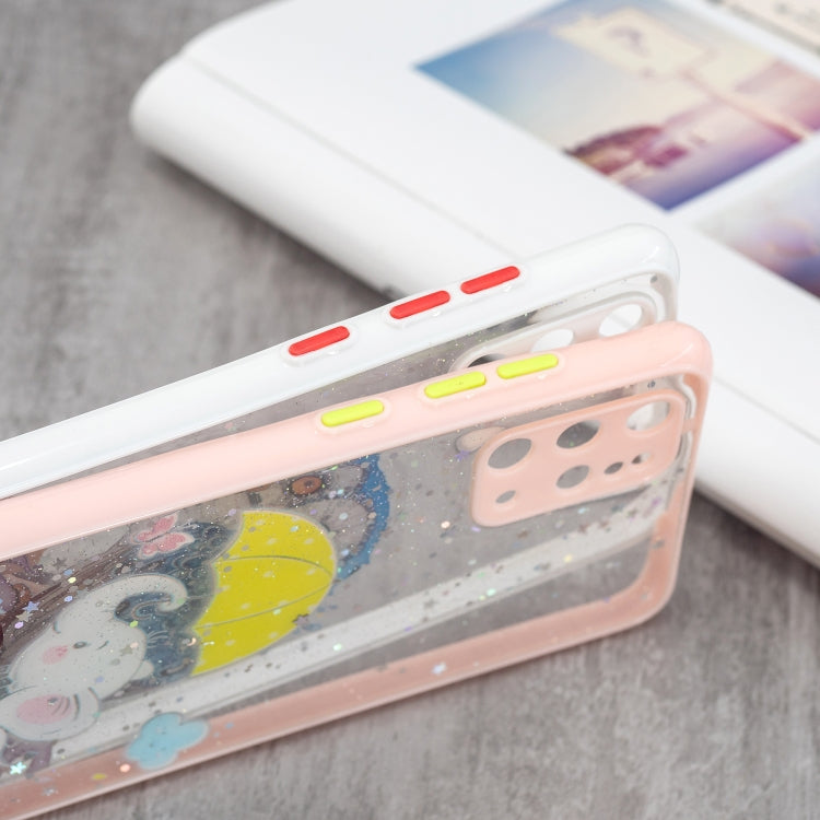 For Samsung Galaxy S20+ Colored Drawing Starry Sky Epoxy TPU Shockproof Case with Neck Lanyard