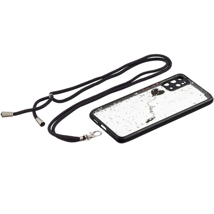 For Samsung Galaxy S20+ Colored Drawing Starry Sky Epoxy TPU Shockproof Case with Neck Lanyard