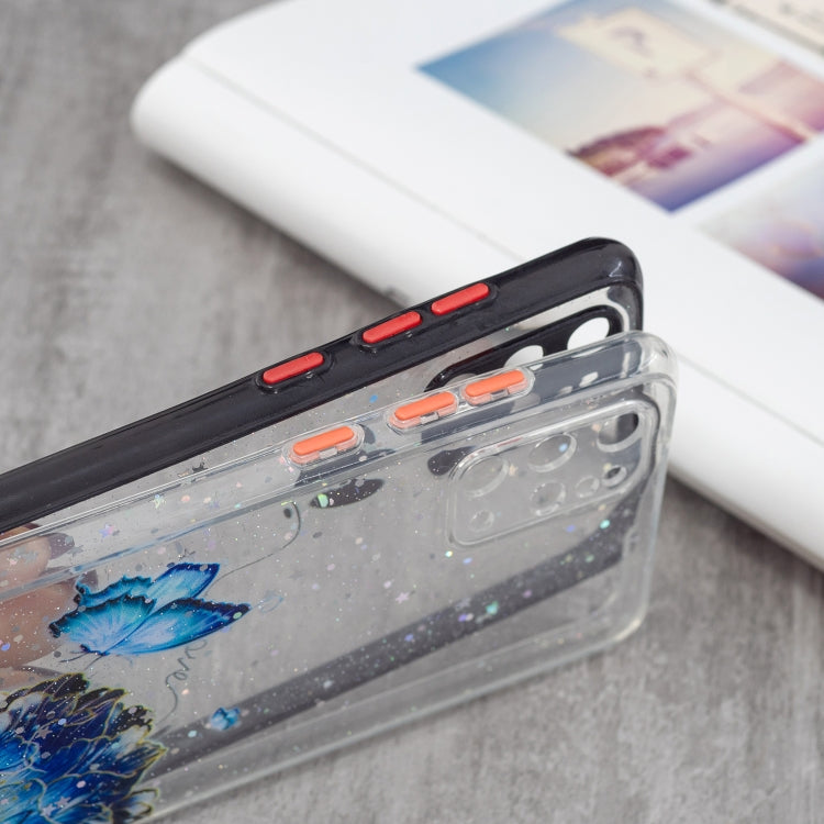 For Samsung Galaxy S20+ Colored Drawing Starry Sky Epoxy TPU Shockproof Case with Neck Lanyard