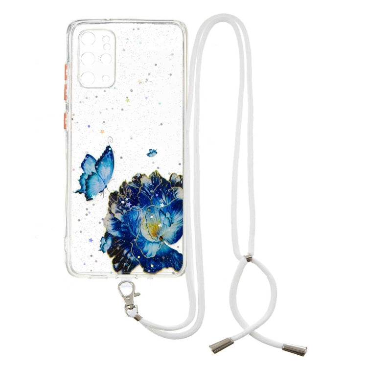 For Samsung Galaxy S20+ Colored Drawing Starry Sky Epoxy TPU Shockproof Case with Neck Lanyard