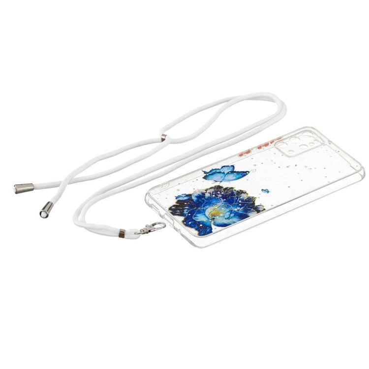 For Samsung Galaxy S20+ Colored Drawing Starry Sky Epoxy TPU Shockproof Case with Neck Lanyard