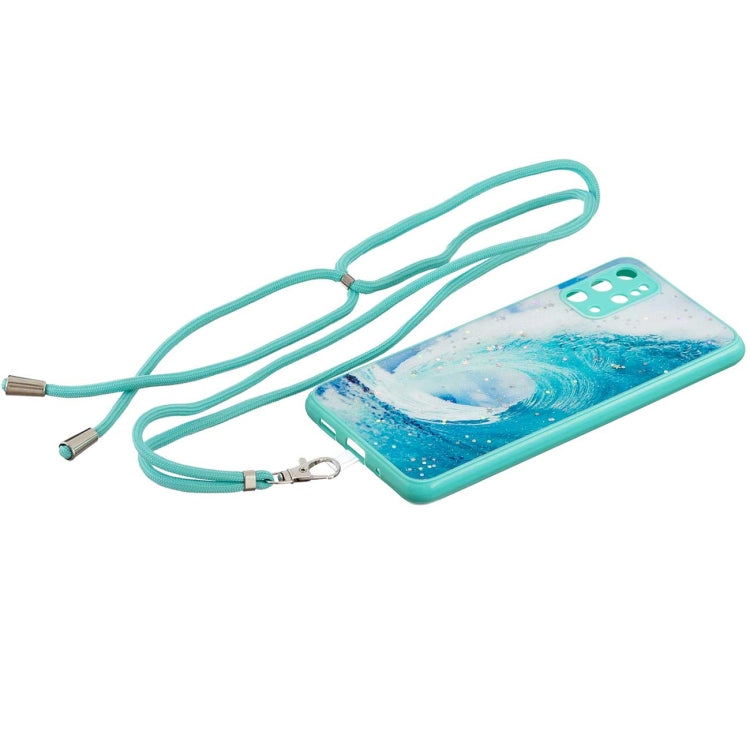 For Samsung Galaxy S20+ Colored Drawing Starry Sky Epoxy TPU Shockproof Case with Neck Lanyard