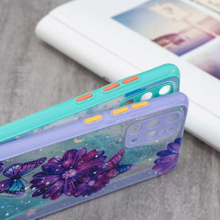 For Samsung Galaxy S20+ Colored Drawing Starry Sky Epoxy TPU Shockproof Case with Neck Lanyard