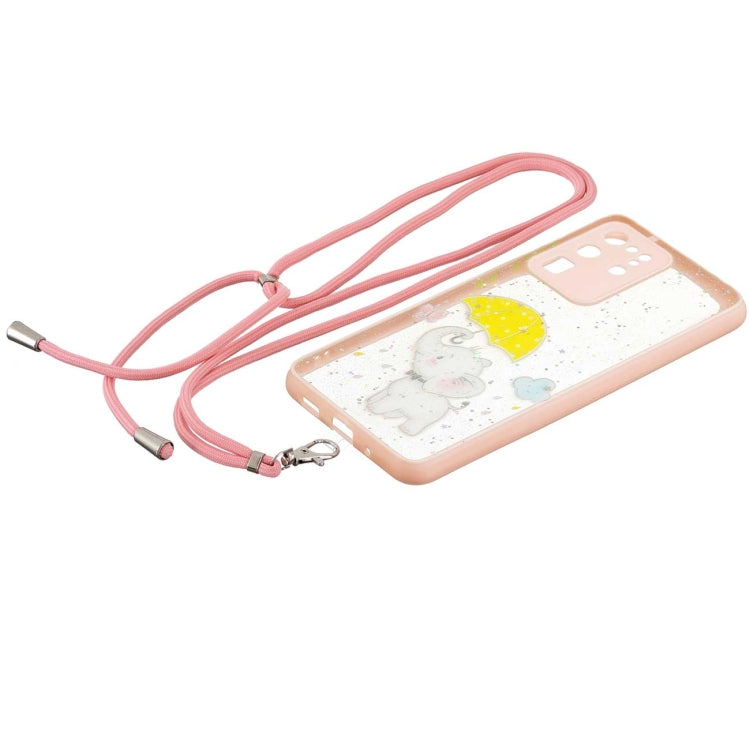 For Samsung Galaxy S20 Ultra Colored Drawing Starry Sky Epoxy TPU Shockproof Case with Neck Lanyard