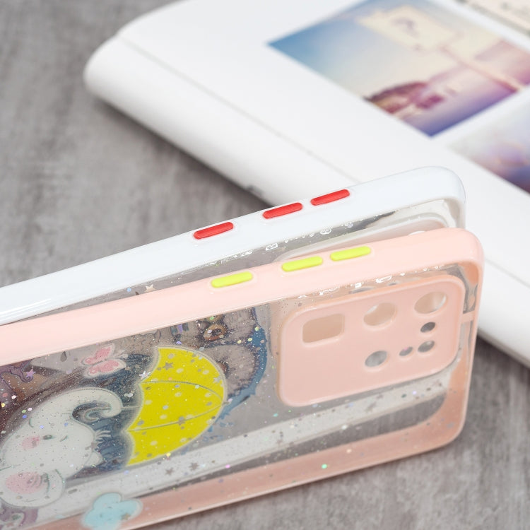 For Samsung Galaxy S20 Ultra Colored Drawing Starry Sky Epoxy TPU Shockproof Case with Neck Lanyard