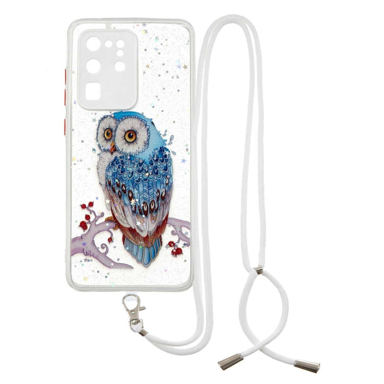 For Samsung Galaxy S20 Ultra Colored Drawing Starry Sky Epoxy TPU Shockproof Case with Neck Lanyard