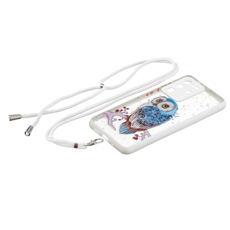 For Samsung Galaxy S20 Ultra Colored Drawing Starry Sky Epoxy TPU Shockproof Case with Neck Lanyard