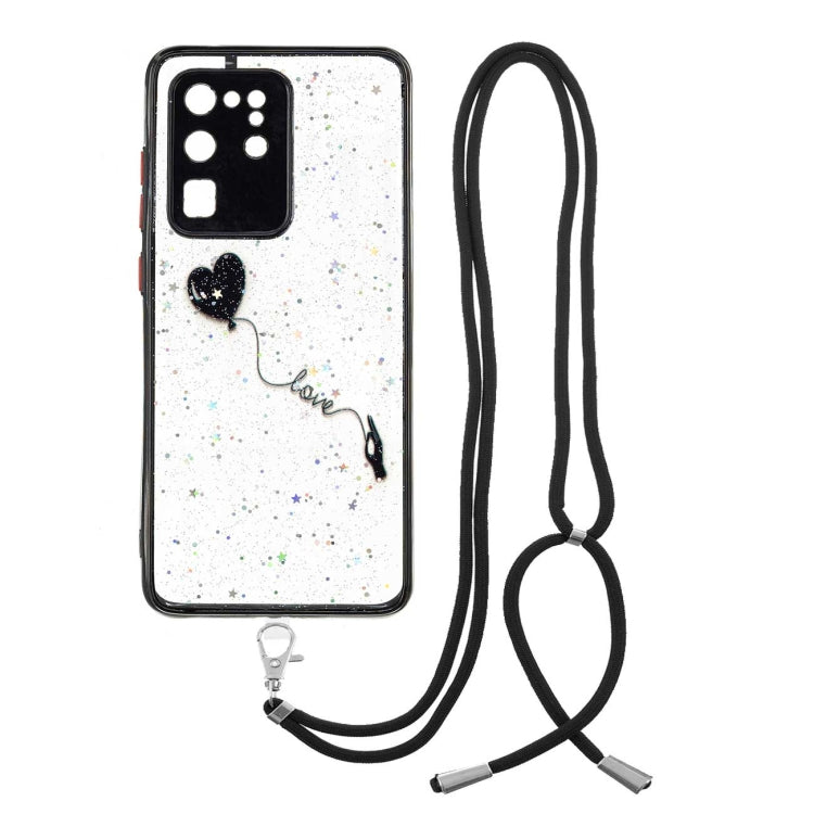 For Samsung Galaxy S20 Ultra Colored Drawing Starry Sky Epoxy TPU Shockproof Case with Neck Lanyard