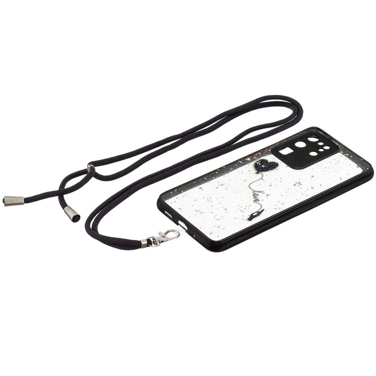 For Samsung Galaxy S20 Ultra Colored Drawing Starry Sky Epoxy TPU Shockproof Case with Neck Lanyard