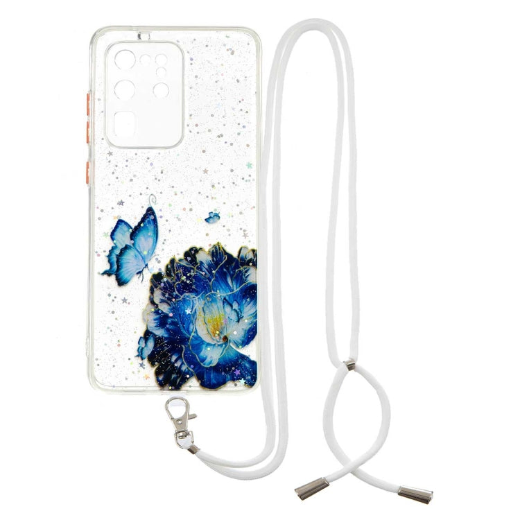 For Samsung Galaxy S20 Ultra Colored Drawing Starry Sky Epoxy TPU Shockproof Case with Neck Lanyard