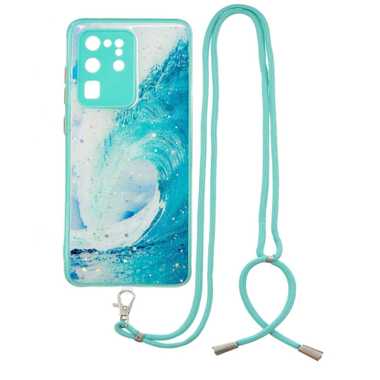 For Samsung Galaxy S20 Ultra Colored Drawing Starry Sky Epoxy TPU Shockproof Case with Neck Lanyard
